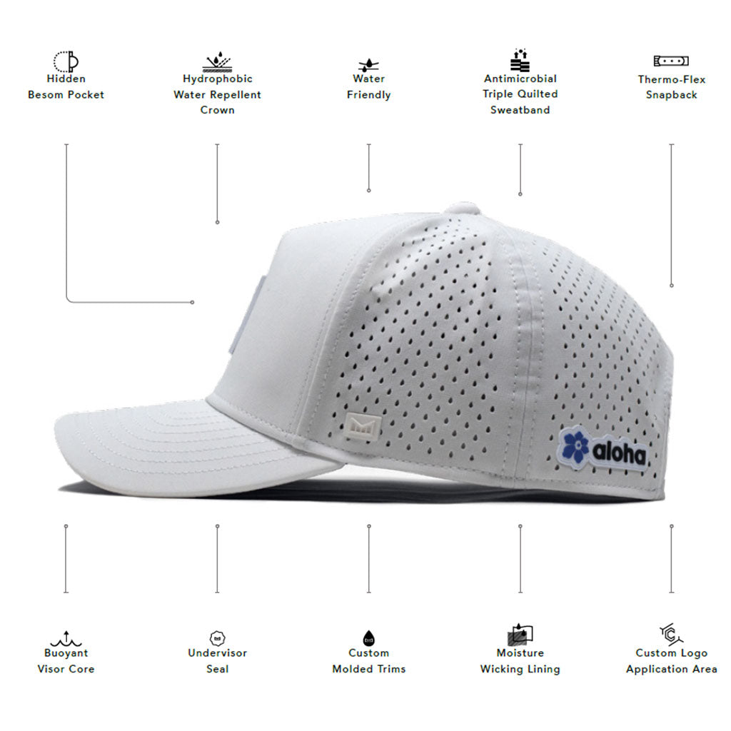 Melin White Odyssey Stacked Hydro Performance Snapback Hat