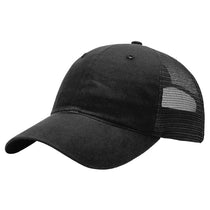 Richardson Black Split Mesh Back Garment Washed Trucker Hat