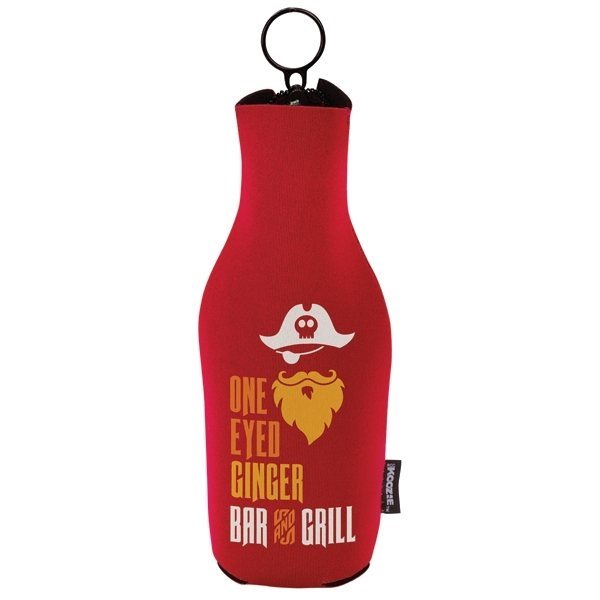 Koozie Red Neoprene Zip-Up Bottle Kooler