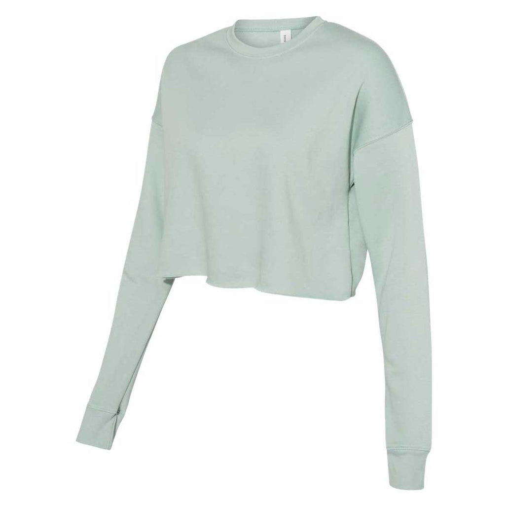 Bella + Canvas Women's Dusty Blue Cropped Crew Fleece