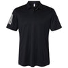 Adidas Men's Black/White Floating 3-Stripes Sport Shirt