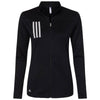 Adidas Women's Black/Grey Two 3-Stripes Double Knit Full-Zip