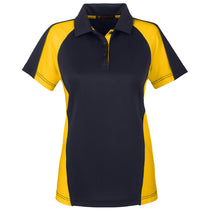 Harriton Women's Black/Sunray Yellow/Dark Charcoal Advantage Snag Protection Plus Colorblock Polo