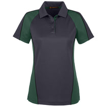 Harriton Women's Dark Charcoal/Dark Green/Black Advantage Snag Protection Plus Colorblock Polo