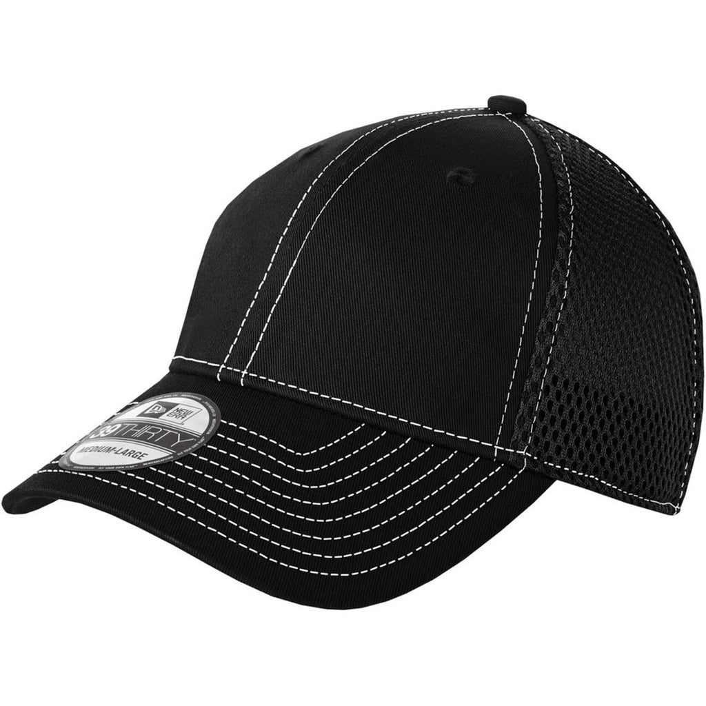 New Era 39THIRTY Black/White Stretch Mesh Contrast Stitch Cap