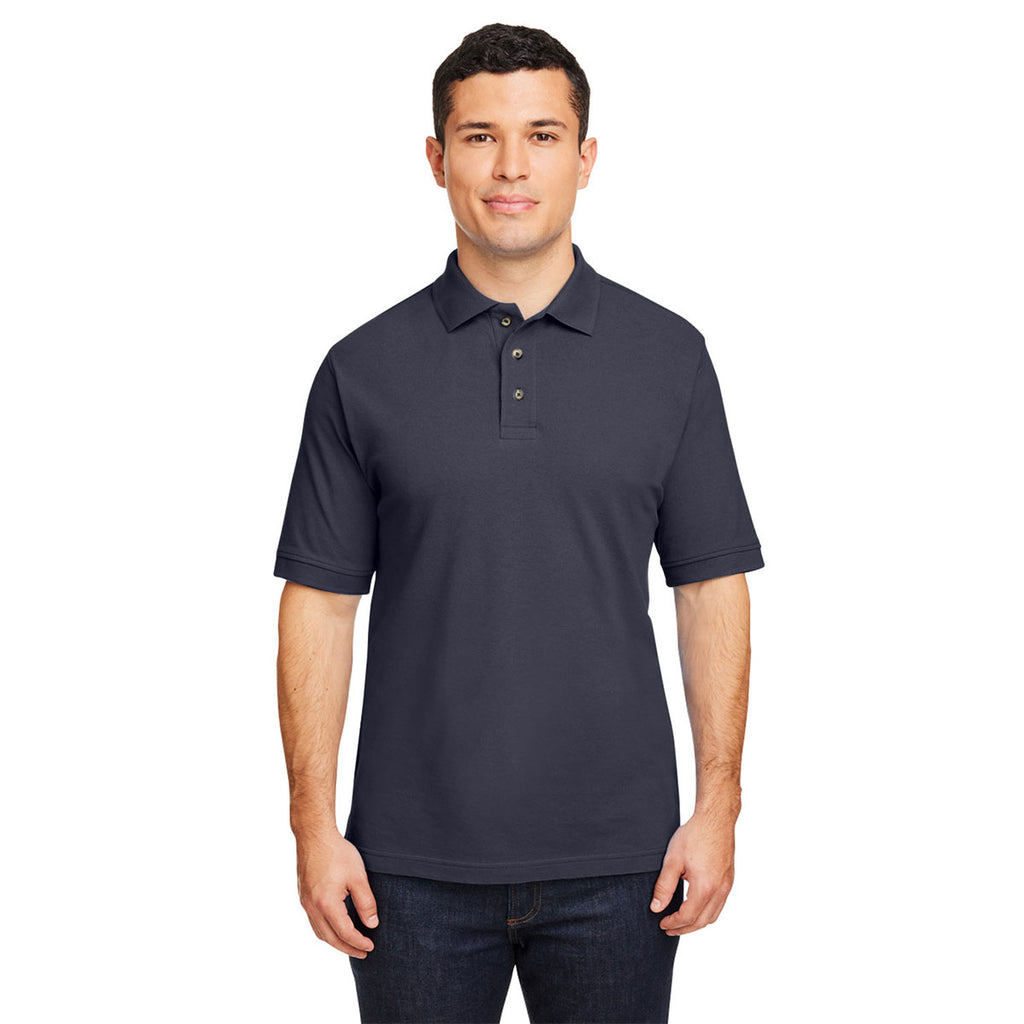 Harriton Men's Navy 6 oz. Ringspun Cotton Pique Short-Sleeve Polo