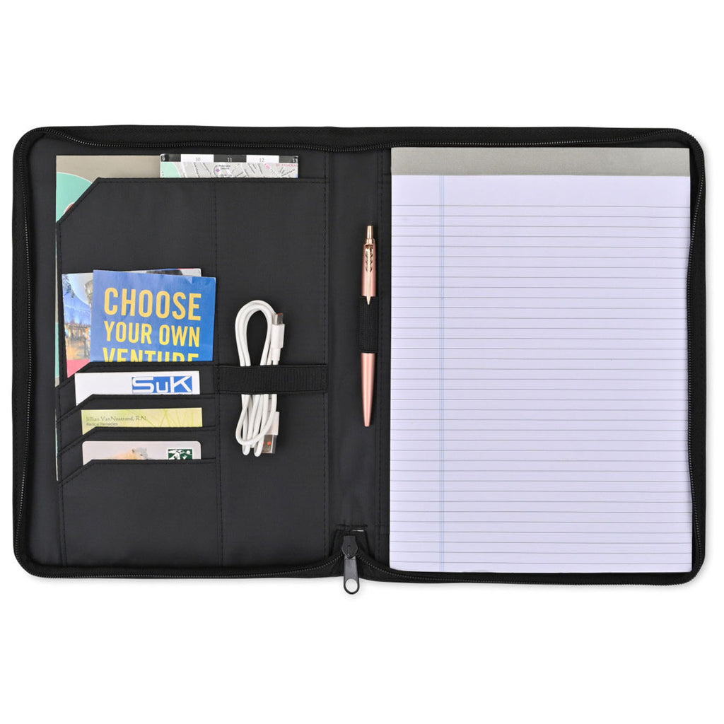 Gemline Black Morgan Executive Zippered Padfolio