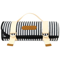 Gemline Black & White Stripes Life's a Picnic Roll-Up Blanket