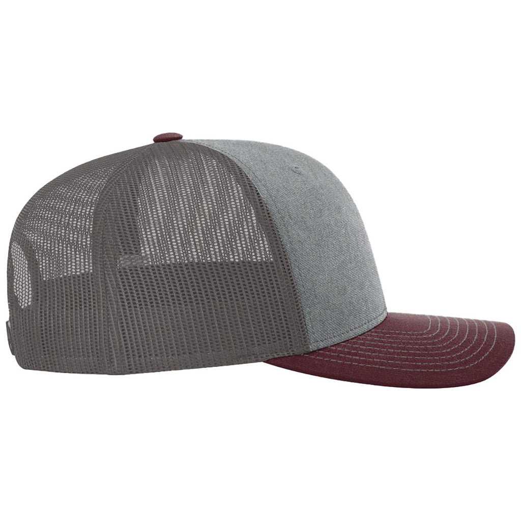 Richardson Heather Grey/Charcoal/Maroon Trucker Cap