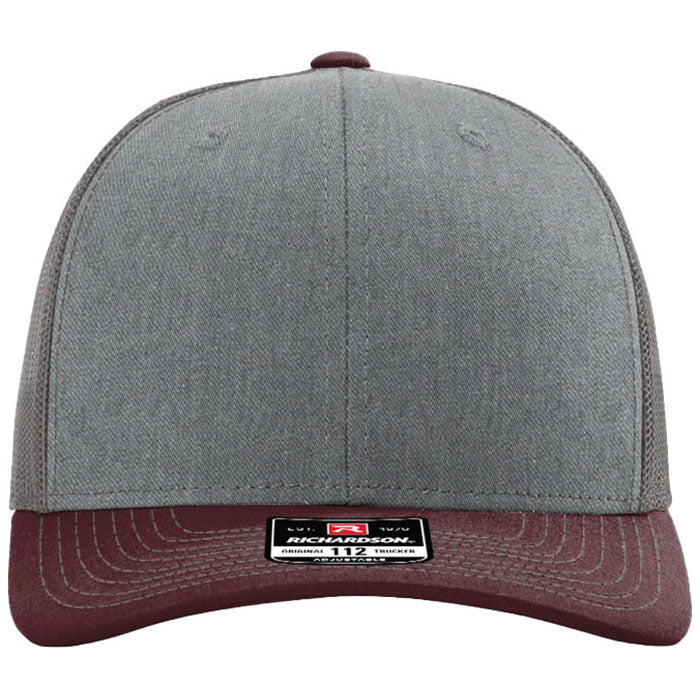 Richardson Heather Grey/Charcoal/Maroon Trucker Cap