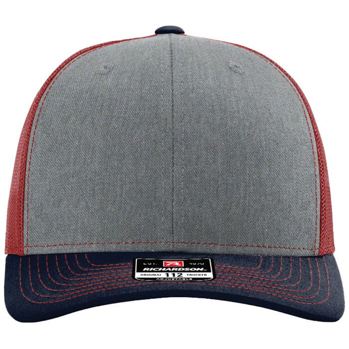 Richardson Heather Grey/Cardinal/Navy Trucker Cap