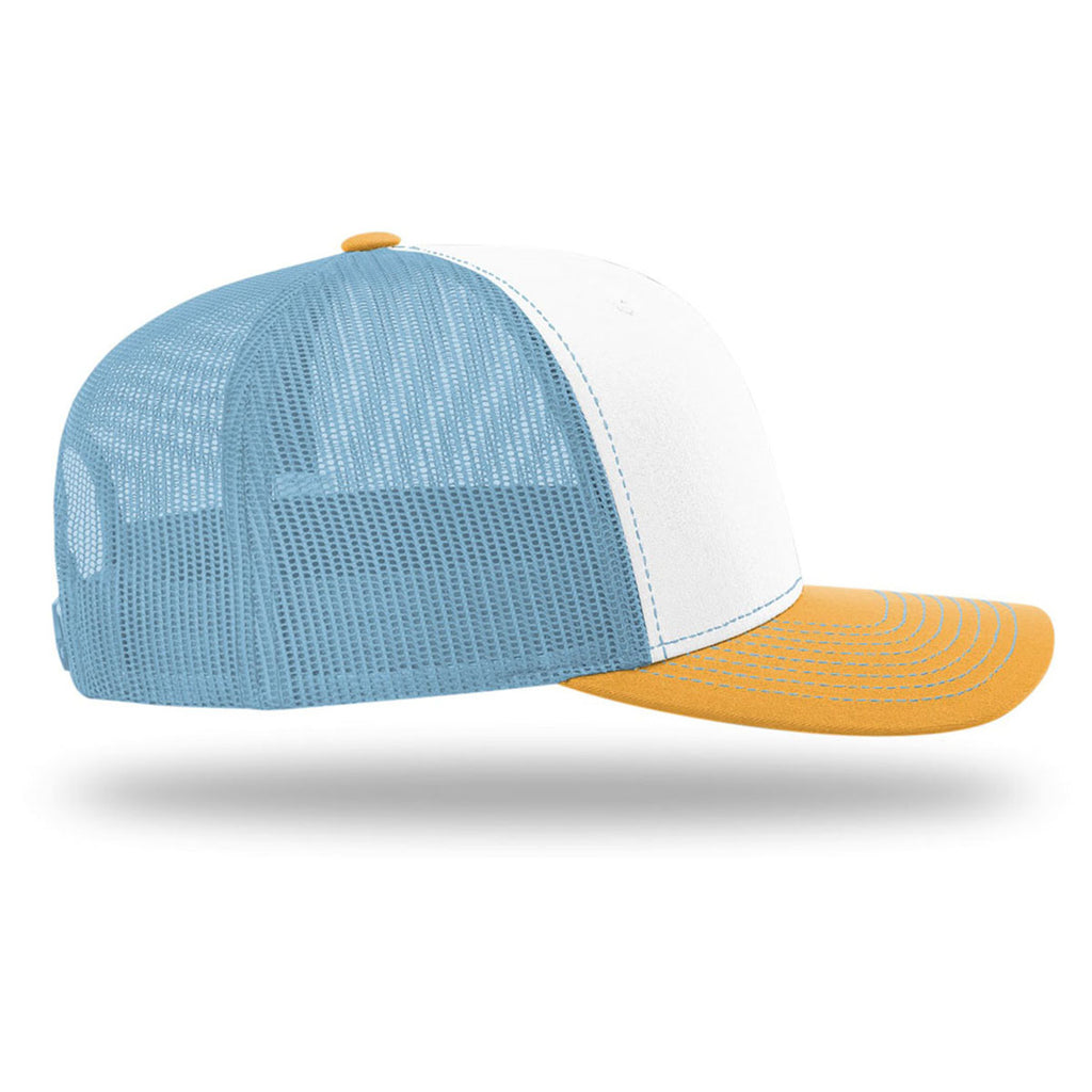 Richardson White/Columbia Blue/Yellow Trucker Cap