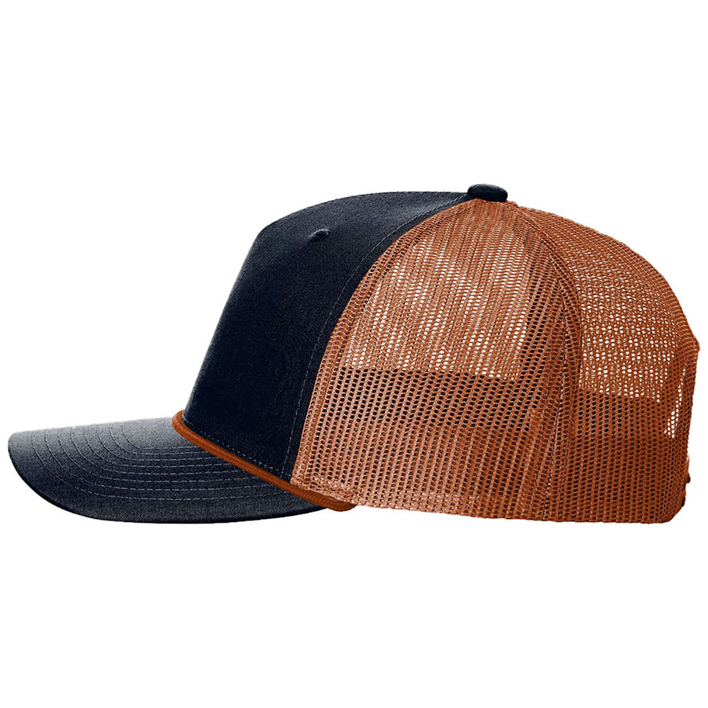 Richardson Navy/Dark Orange/Dark Orange Five-Panel with Rope