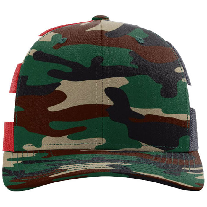 Richardson Green Camo/Stars Stripes Printed Mesh Trucker
