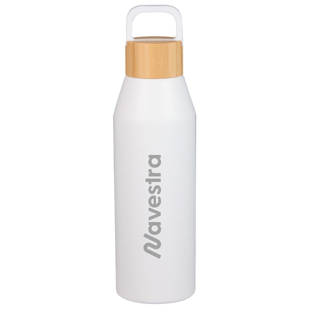 Leed's White Aspen 24 oz Recycled Bottle with FSC Bamboo Lid