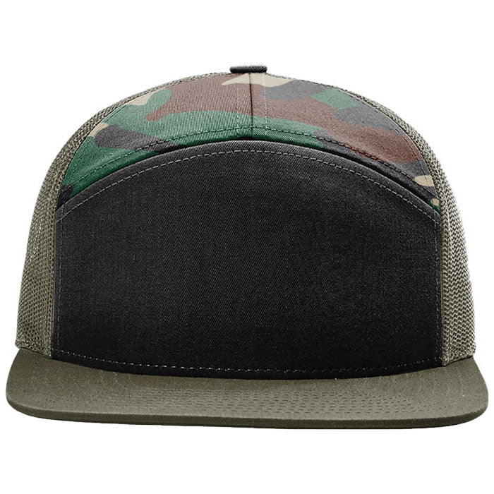 Richardson Black/Green Camo/Loden 7-Panel Trucker