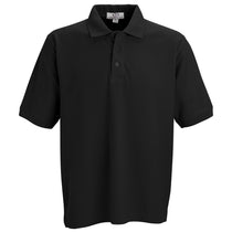 Vantage Men's Black Soft-Blend Double-Tuck Pique Polo