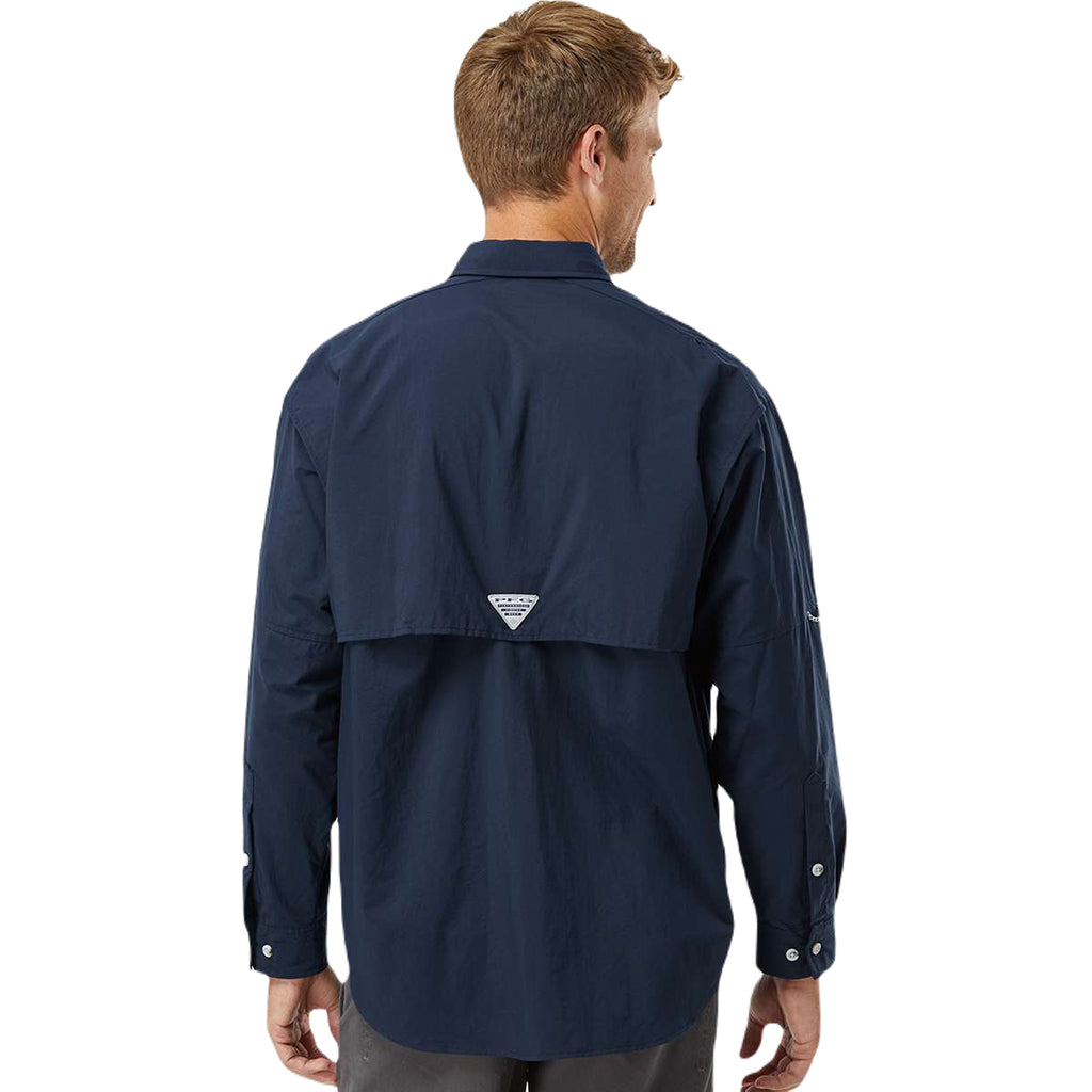 Columbia Men's Collegiate Navy PFG Bahama Long Sleeve Shirt