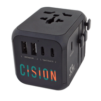 Hit Black 33W Universal Travel Adapter with Type-C