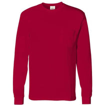 Hanes Unisex Deep Red Authentic Long Sleeve Pocket T-Shirt