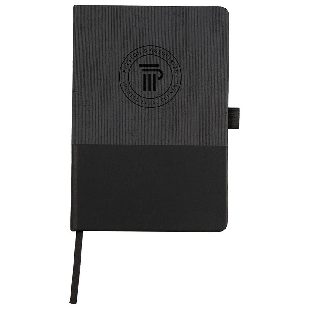 Leed's Black 5.5" x 8.5" FSC Recycled Ribbed Bound Journal