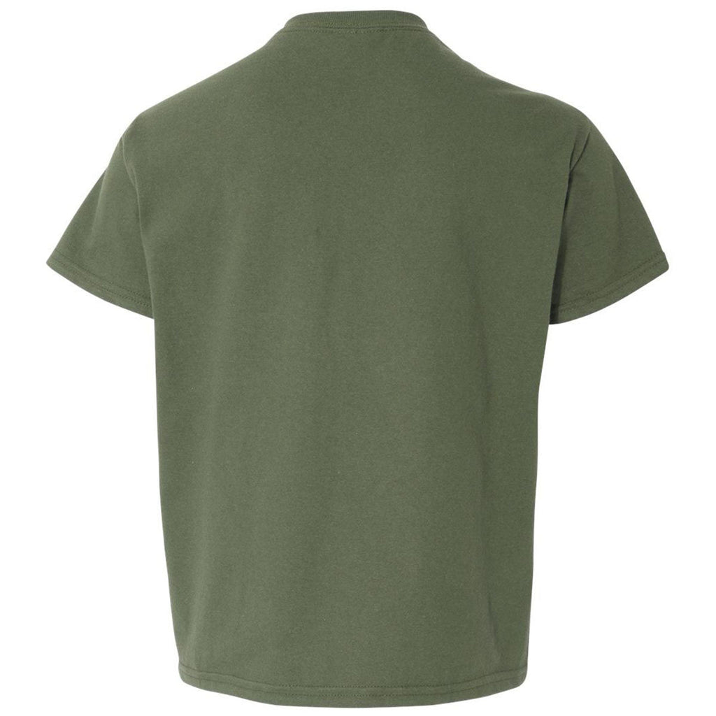 Gildan Youth Military Green Light Cotton T-Shirt