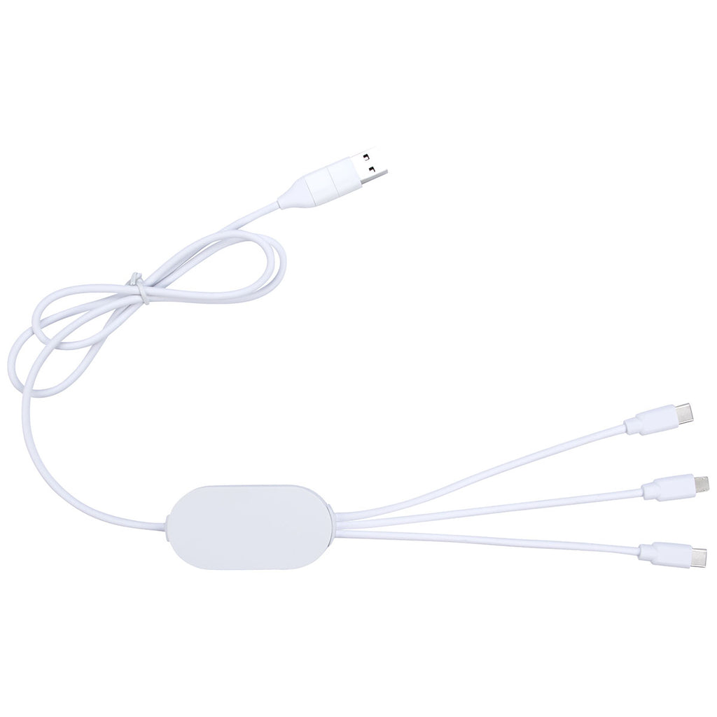 Good Value White DualLink Charging Cable 2A with USB Hub