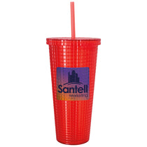 Good Value Red Square Pattern Double Wall Tumbler - 23 oz