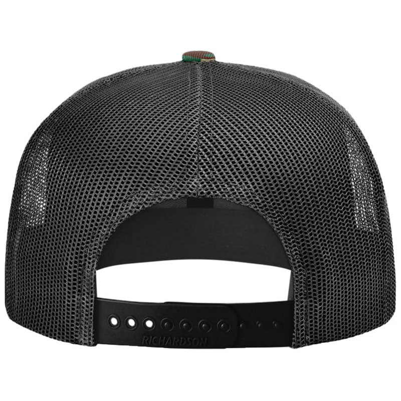 Richardson Green Camo/Black Acrylic-Wool Blend Flatbill Trucker