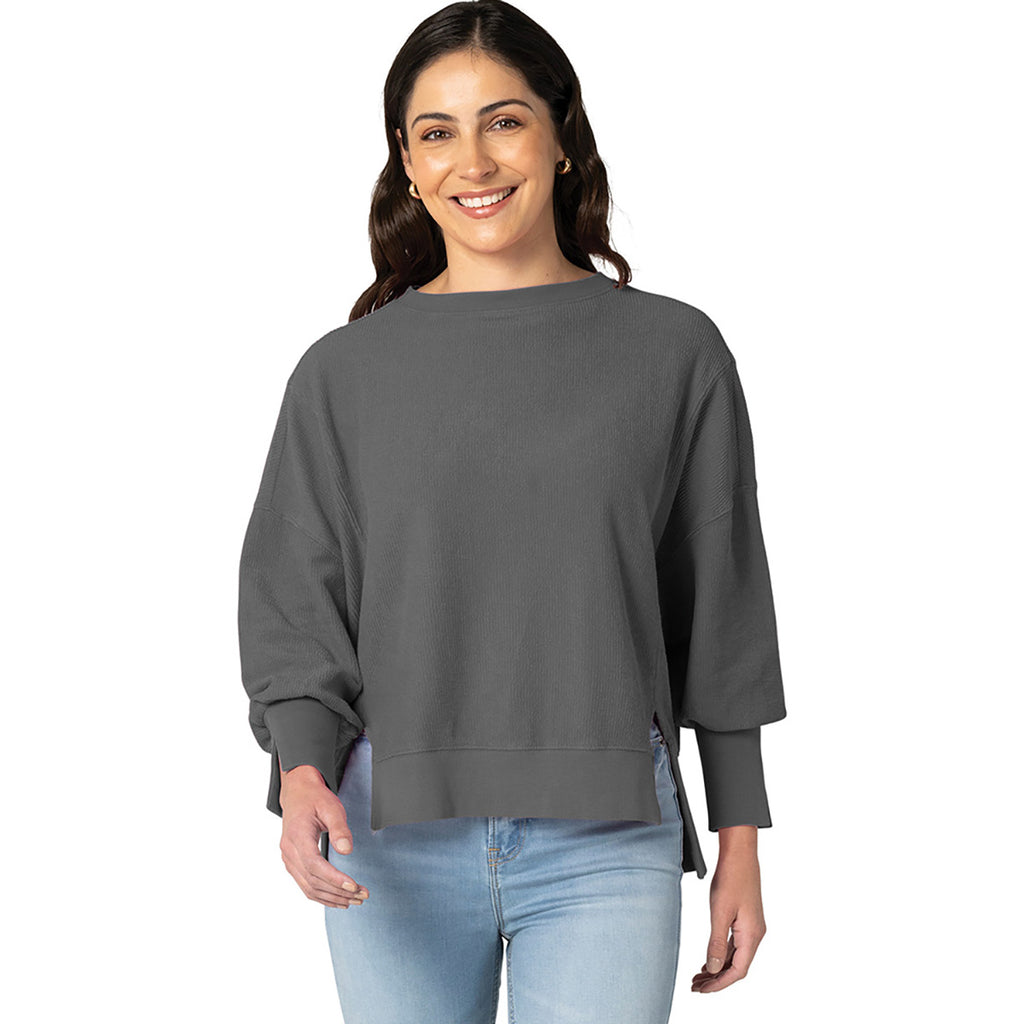 Charles River Women's Grey Camden Spliced Crew Neck Sweatshirt