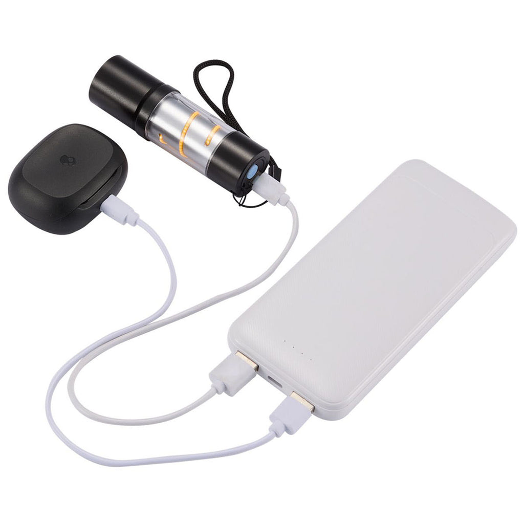 Leed's White Pwr Pal 10000 mAh Power Bank with Integrated Cable