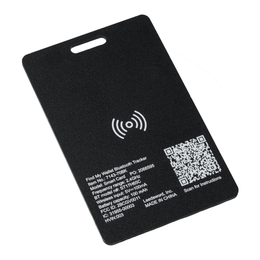 Leed's Black Find My Wallet Bluetooth Tracker