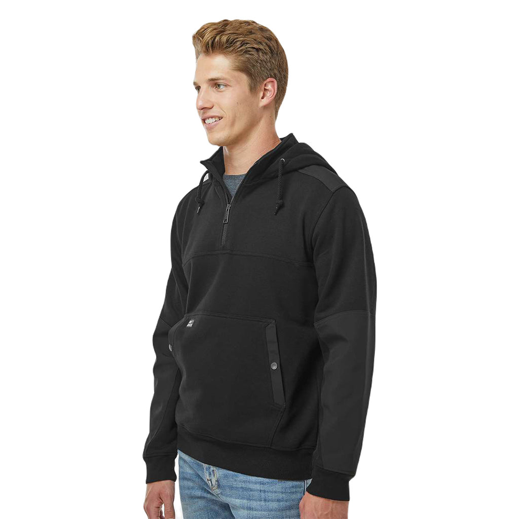 Dri Duck Men's Black Mission Quarter-Zip Hooded Pullover