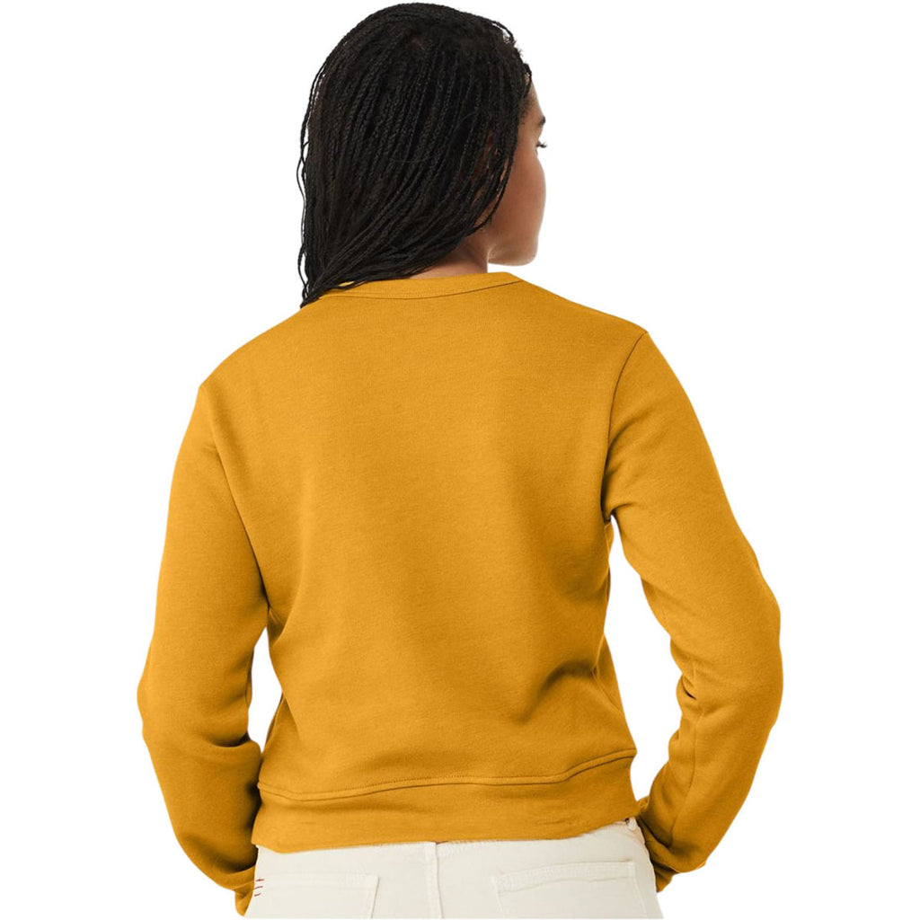 Bella + Canvas Women's Heather Mustard Sponge Fleece Classic Crewneck Sweatshirt