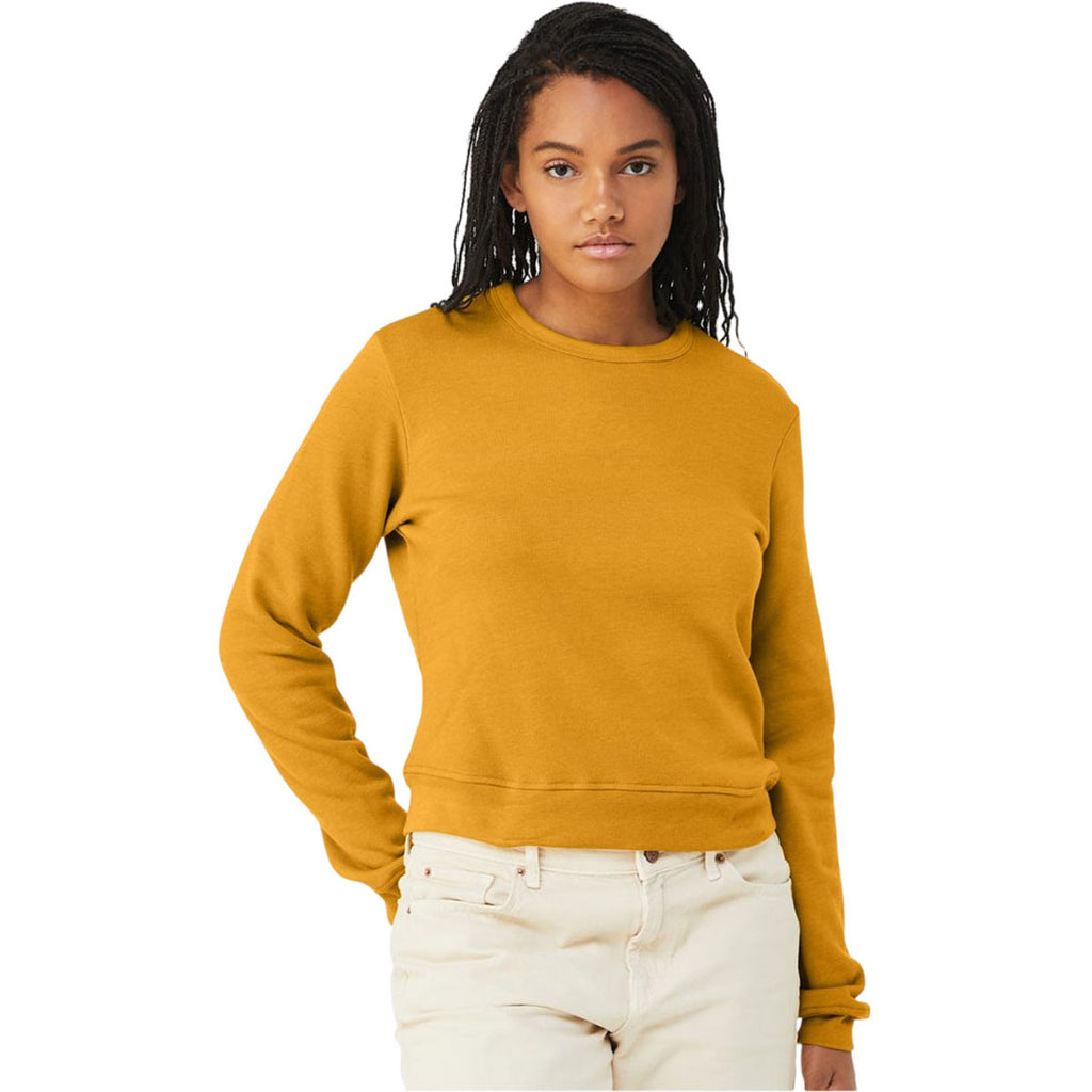 Bella + Canvas Women's Heather Mustard Sponge Fleece Classic Crewneck Sweatshirt