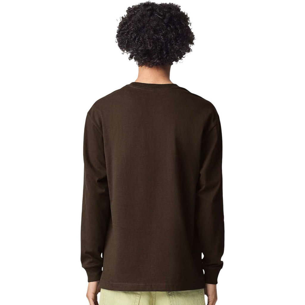 American Apparel Unisex Brown Super Heavyweight Long Sleeve Pocket Tee