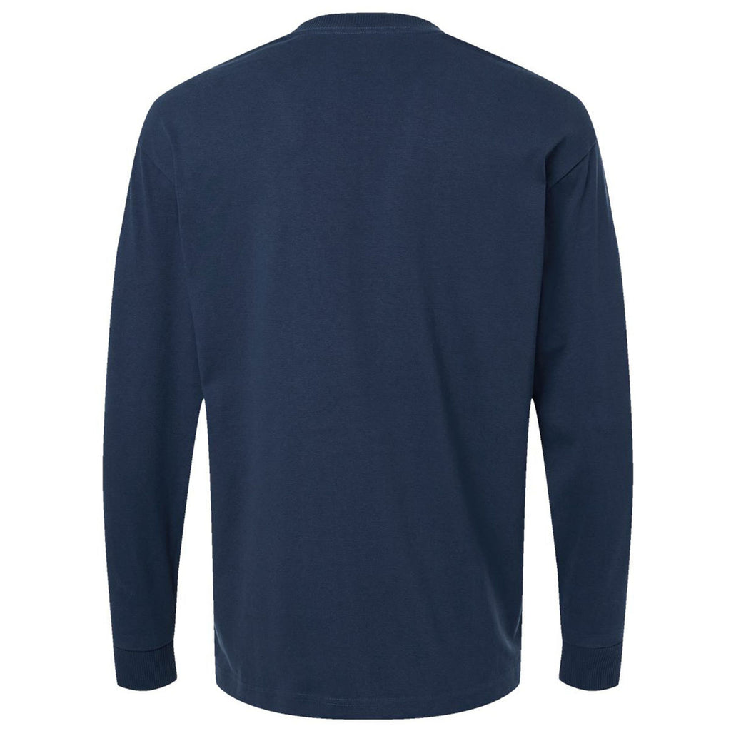 American Apparel Unisex Sea Blue Super Heavyweight Long Sleeve Pocket Tee