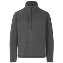 Landway Men's Grey Kodiak Herringbone Quarter-Zip Sweater-Knit Fleece