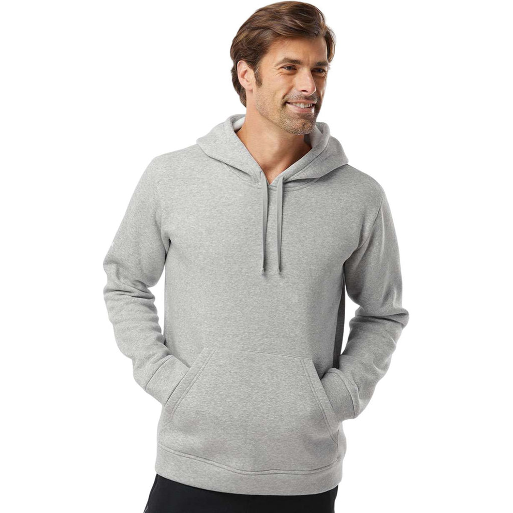 Adidas Men's Grey Heather Fleece Hooded Sweatshirt