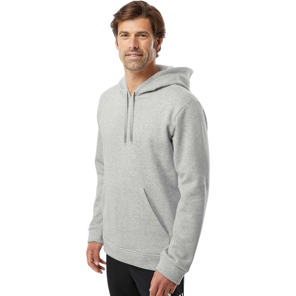 Adidas Men's Grey Heather Fleece Hooded Sweatshirt