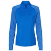 Adidas Women's Glory Blue Stripe Block Quarter-Zip Pullover