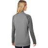 Adidas Women's Grey Three Stripe Block Quarter-Zip Pullover