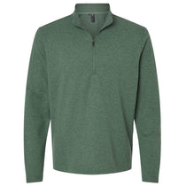 Adidas Men's Green Oxide Melange 3-Stripes Quarter-Zip Sweater