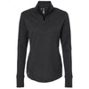 adidas Women's Acid Black Melange Melange 3-Stripes Quarter Zip Pullover