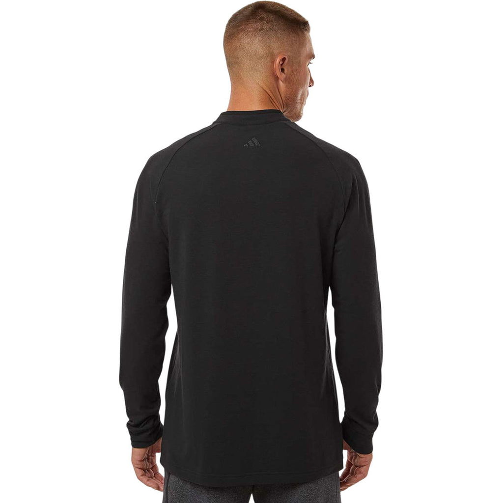 Adidas Men's Black Henley Long Sleeve Tee