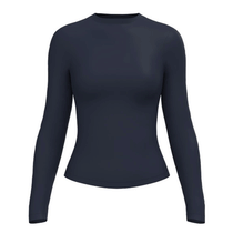 A. PUTNAM Women's Dress Blues Luxe Opaque Long Sleeve Top