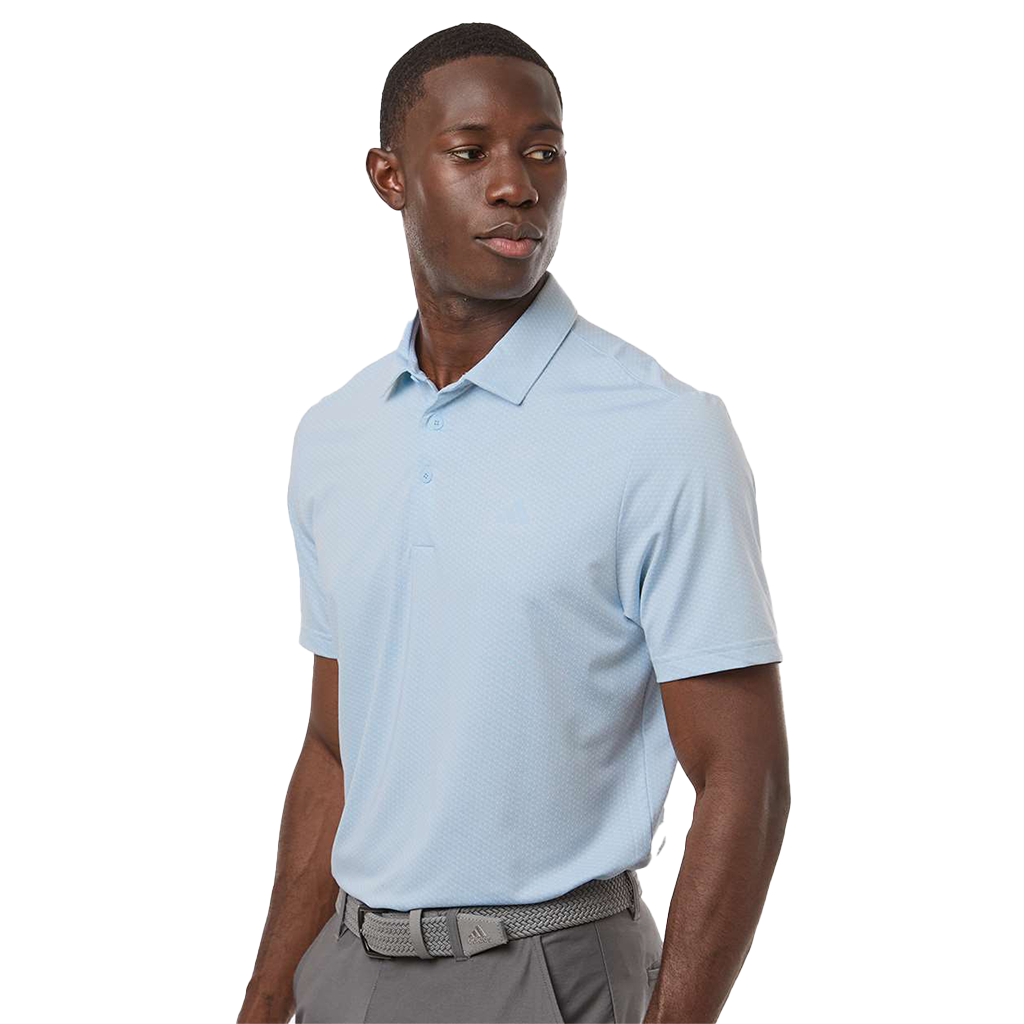 Adidas Men's White/Crystal Sky Performance Textured Polo