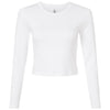 American Apparel Women's White Baby Rib Long Sleeve Cropped Tee