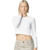 American Apparel Women's White Baby Rib Long Sleeve Cropped Tee