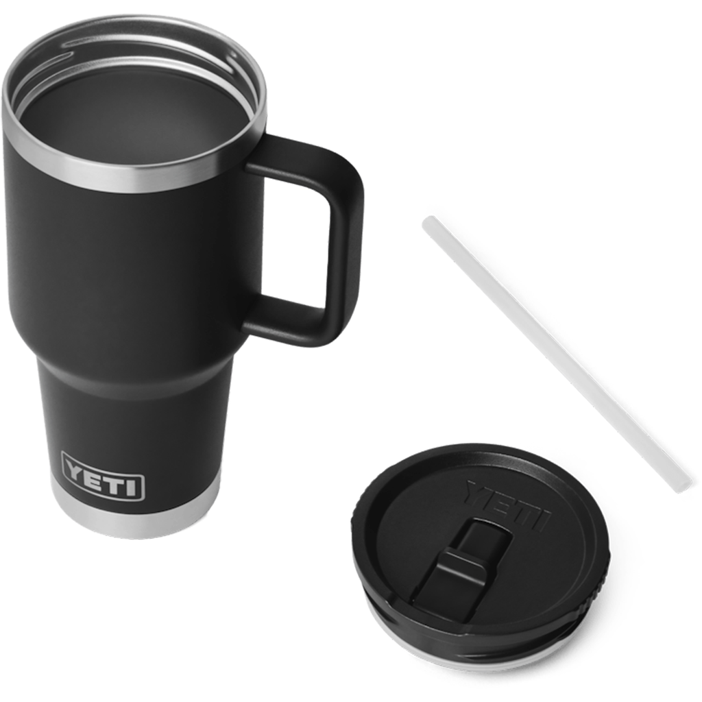 YETI Black Rambler 30 oz Travel Straw Mug with Color-Matched Straw Lid